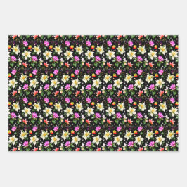 Hoja De Papel De Regalo Flores Fantásticas Coloridas