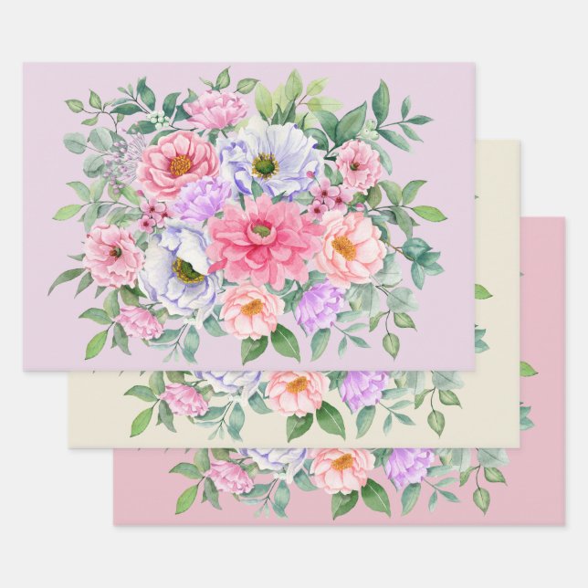 Hoja De Papel De Regalo Flores Fiestas Delicadas del Jardín de Verano (Set)