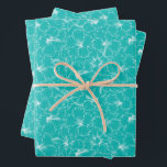 Hoja De Papel De Regalo Flores florecientes en turquesa<br><div class="desc">Tres sábanas de papel de envoltura presentan un contorno de flores de hibisco blanco tropical sobre un fondo turquesa (o cualquier color que elija). Hermoso envoltorio de regalo para cumpleaños,  boda,  aniversario o cualquier ocasión. MÁS colores en nuestra tienda.</div>