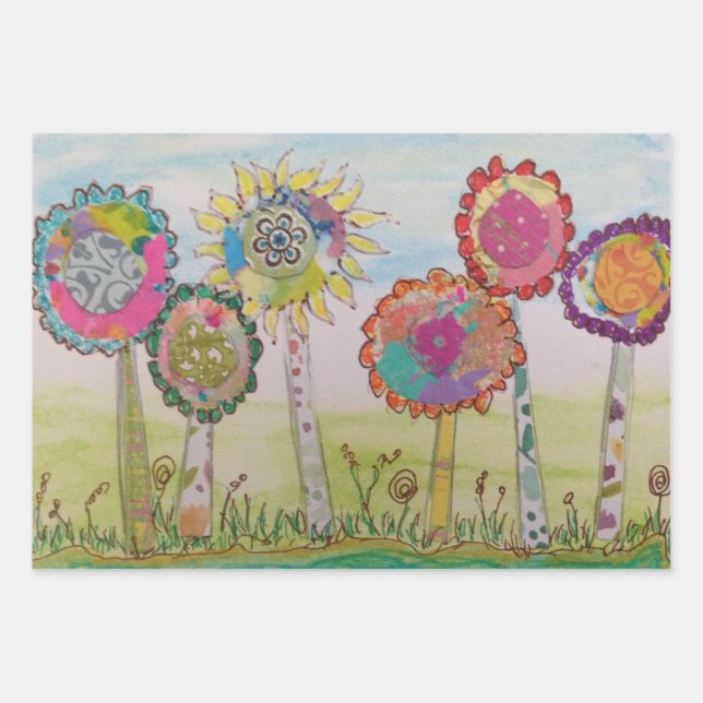 Hoja De Papel De Regalo Flores grandes (Anverso)