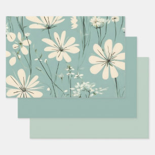 Hoja De Papel De Regalo Flores Groovy Daisy Groovy Blue Light