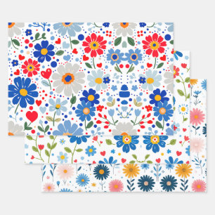 Hoja De Papel De Regalo Flores Lindas Tipo Flor de Margarita