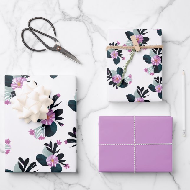 Hoja De Papel De Regalo Flores moradas únicas (Anverso)