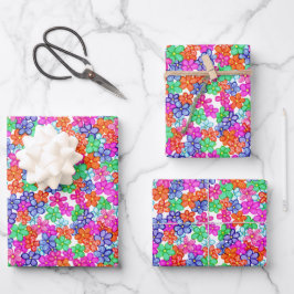 Hoja De Papel De Regalo Flores Multicolores Patrón de Ilustración Floral