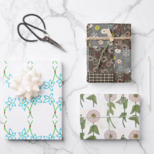 Hoja De Papel De Regalo Flores nostálgicas