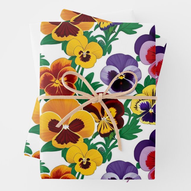 Hoja De Papel De Regalo Flores Pansy coloridas (In situ)