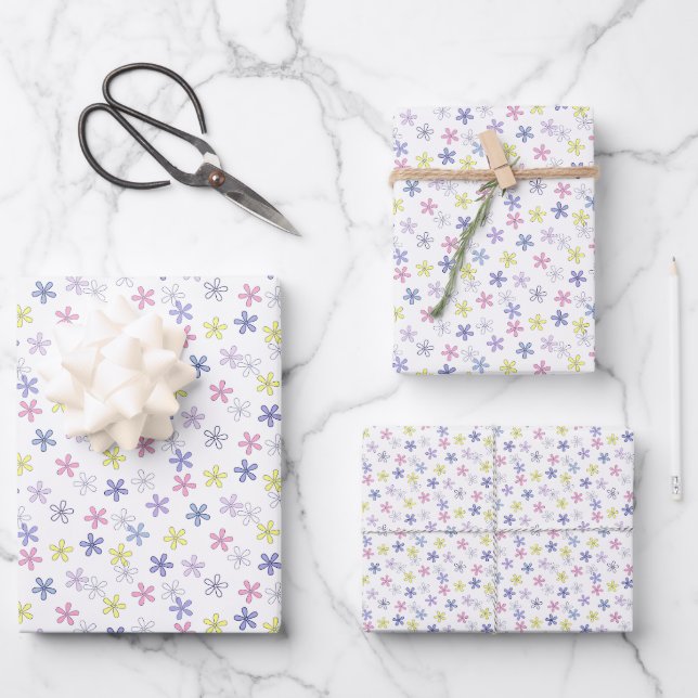 Hoja De Papel De Regalo Flores pastel (Anverso)