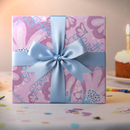 Hoja De Papel De Regalo Flores pintadas a mano de color rosa polvoriento