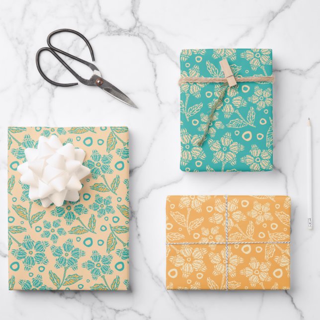Hoja De Papel De Regalo Flores populares en  (Anverso)
