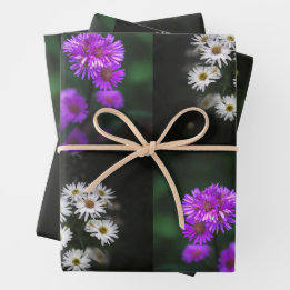 Hoja De Papel De Regalo Flores Purpuras y Blancas