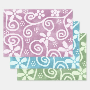 Hoja De Papel De Regalo Flores Remolinos Patrón de Múltiples Colores Decou