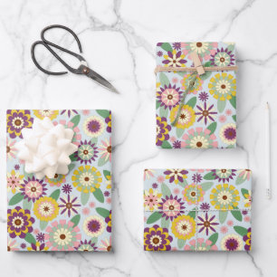 Hoja De Papel De Regalo Flores Retro Groovy
