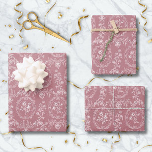 Hoja De Papel De Regalo Flores Rococó Antiguas Patrón Floral