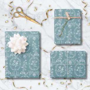 Hoja De Papel De Regalo Flores Rococó Antiguas Patrón Floral
