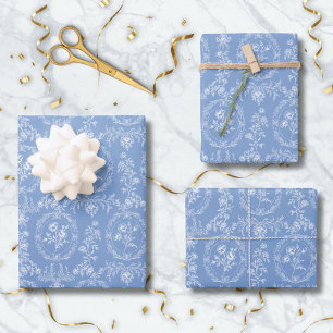 Hoja De Papel De Regalo Flores Rococó Antiguas Patrón Floral