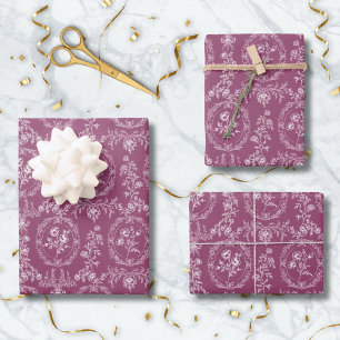 Hoja De Papel De Regalo Flores Rococó Antiguo Patrón Floral