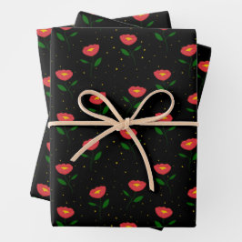 Hoja De Papel De Regalo Flores Rojas Amapolas