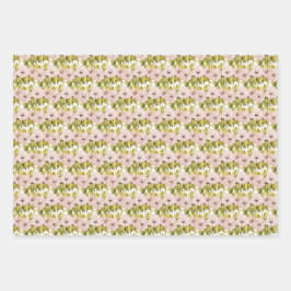 Hoja De Papel De Regalo Flores rosa anémónicas acuáticas pintadas a mano