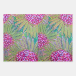 Hoja De Papel De Regalo Flores rosadas grandes