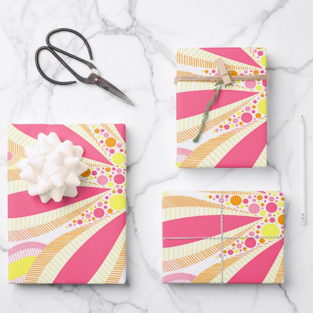 Hoja De Papel De Regalo Flores rosas y amarillas (Anverso)