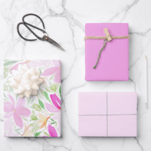 Hoja De Papel De Regalo Flores salvajes de colores modernos Arte acuarela