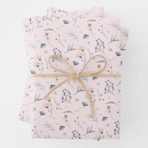 Hoja De Papel De Regalo Flores salvajes elegantes rosa