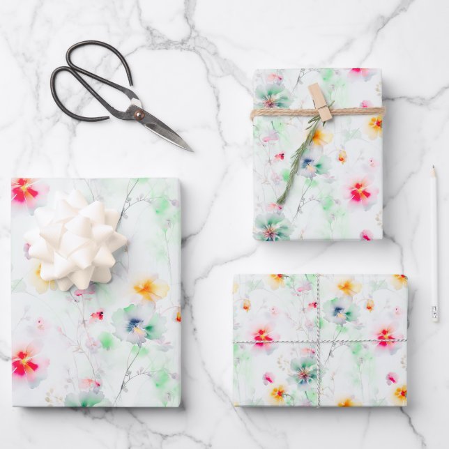 Hoja De Papel De Regalo Flores salvajes primavera pradera jardín de flores (Anverso)