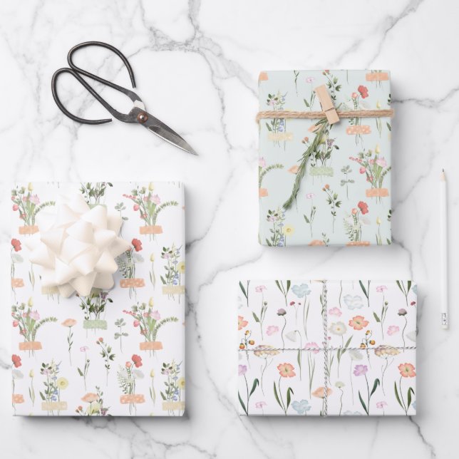 Hoja De Papel De Regalo Flores silvestres (Anverso)