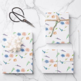 Hoja De Papel De Regalo Flores silvestres acuarela pintadas a mano