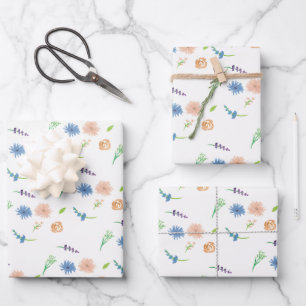 Hoja De Papel De Regalo Flores silvestres acuarela pintadas a mano