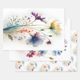 Hoja De Papel De Regalo Flores silvestres acuáticas modernas