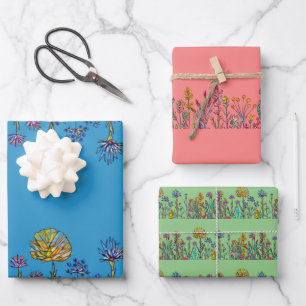 Hoja De Papel De Regalo Flores silvestres de vidrio templado