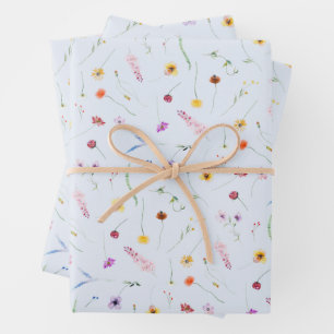 Hoja De Papel De Regalo Flores silvestres en azul