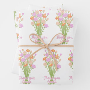 Hoja De Papel De Regalo Flores Silvestres Pastel Despedida de Soltera Agra