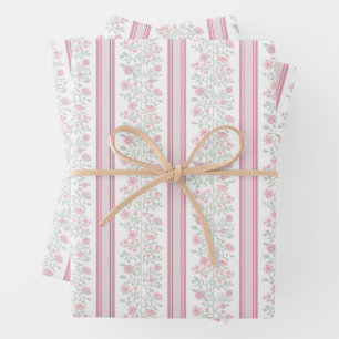 Hoja De Papel De Regalo Flores silvestres rosadas vintage Coquette