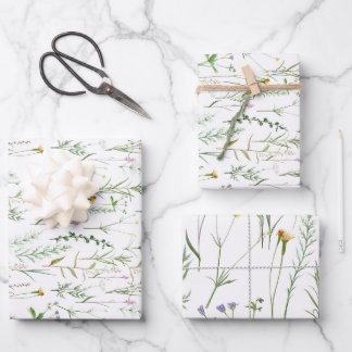 Hoja De Papel De Regalo Flores silvestres verdes