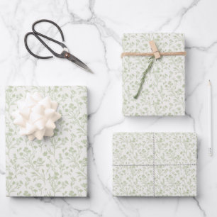 Hoja De Papel De Regalo Flores susurrantes Oliva Suave - Neutral