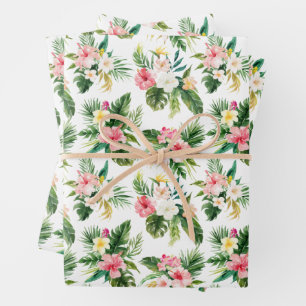 Hoja De Papel De Regalo Flores tropicales acuáticas y patrón de vegetación