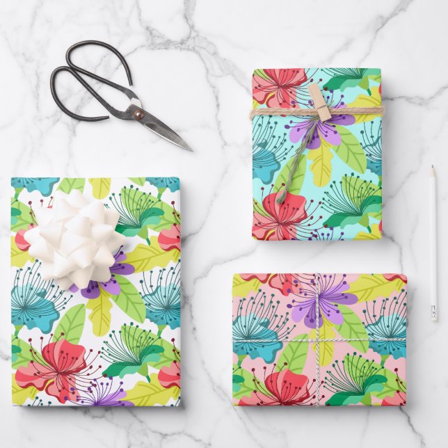 Hoja De Papel De Regalo Flores tropicales sin costura (Anverso)