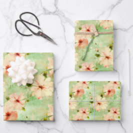 Hoja De Papel De Regalo Flores verdes y Rubor Elegante Boho