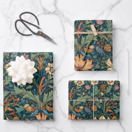 Hoja De Papel De Regalo Flores, vintage, art nouveau, estilo William Morri