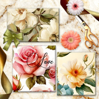 Hoja De Papel De Regalo Flores Vintage elegantes románticas