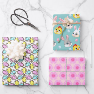 Hoja De Papel De Regalo Flores y animales de Pascua