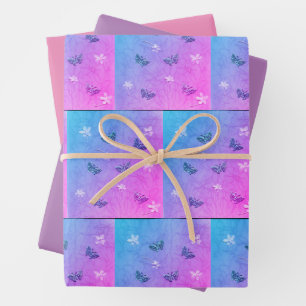 Hoja De Papel De Regalo Flores y mariposas 