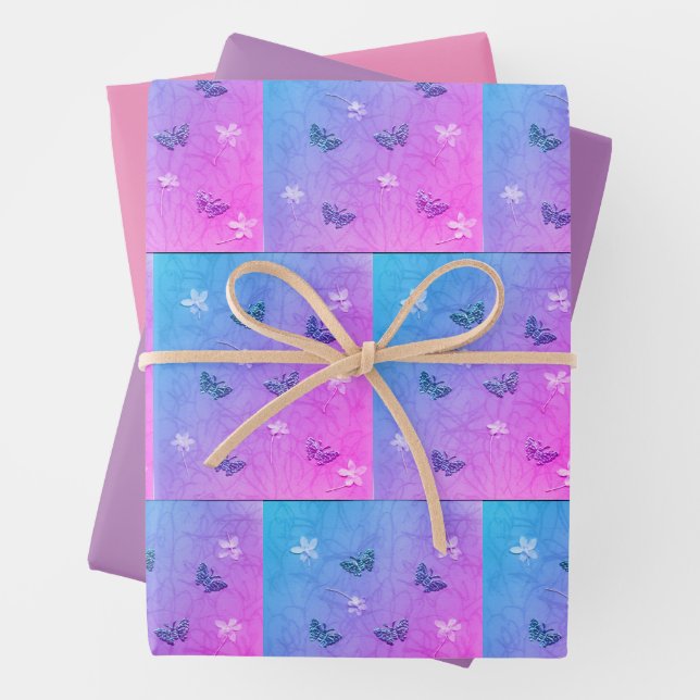 Hoja De Papel De Regalo Flores y mariposas  (In situ)