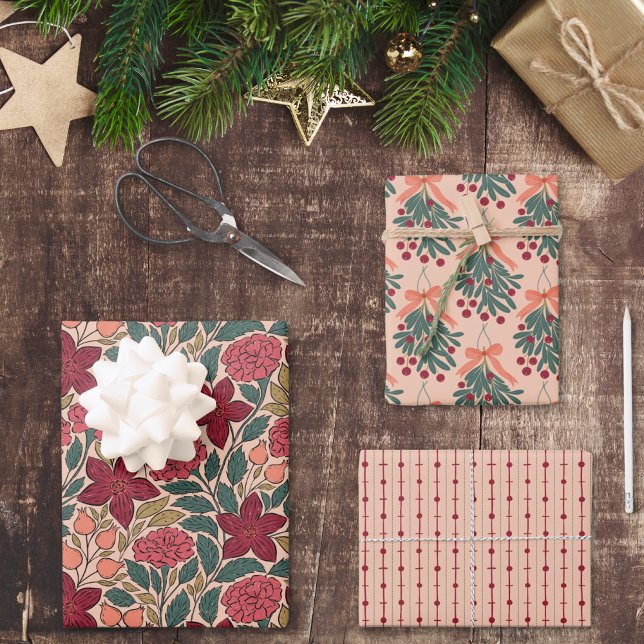 Hoja De Papel De Regalo Flores y Mistletoe (Subido por el creador)