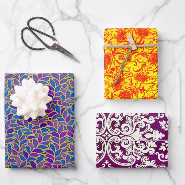 Hoja De Papel De Regalo Floresta, Pearly y Woodbury Sampler (Anverso)