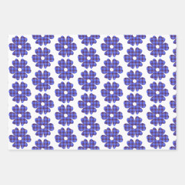 Hoja De Papel De Regalo Flower Shape Plaid Blue Cornflower