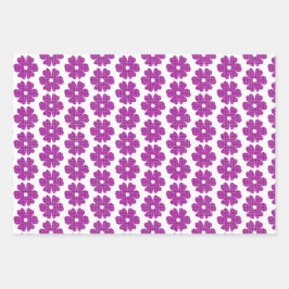 Hoja De Papel De Regalo Flower Shape Plaid Pink Purple