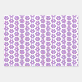 Hoja De Papel De Regalo Flower Shape Plaid Pink Purple